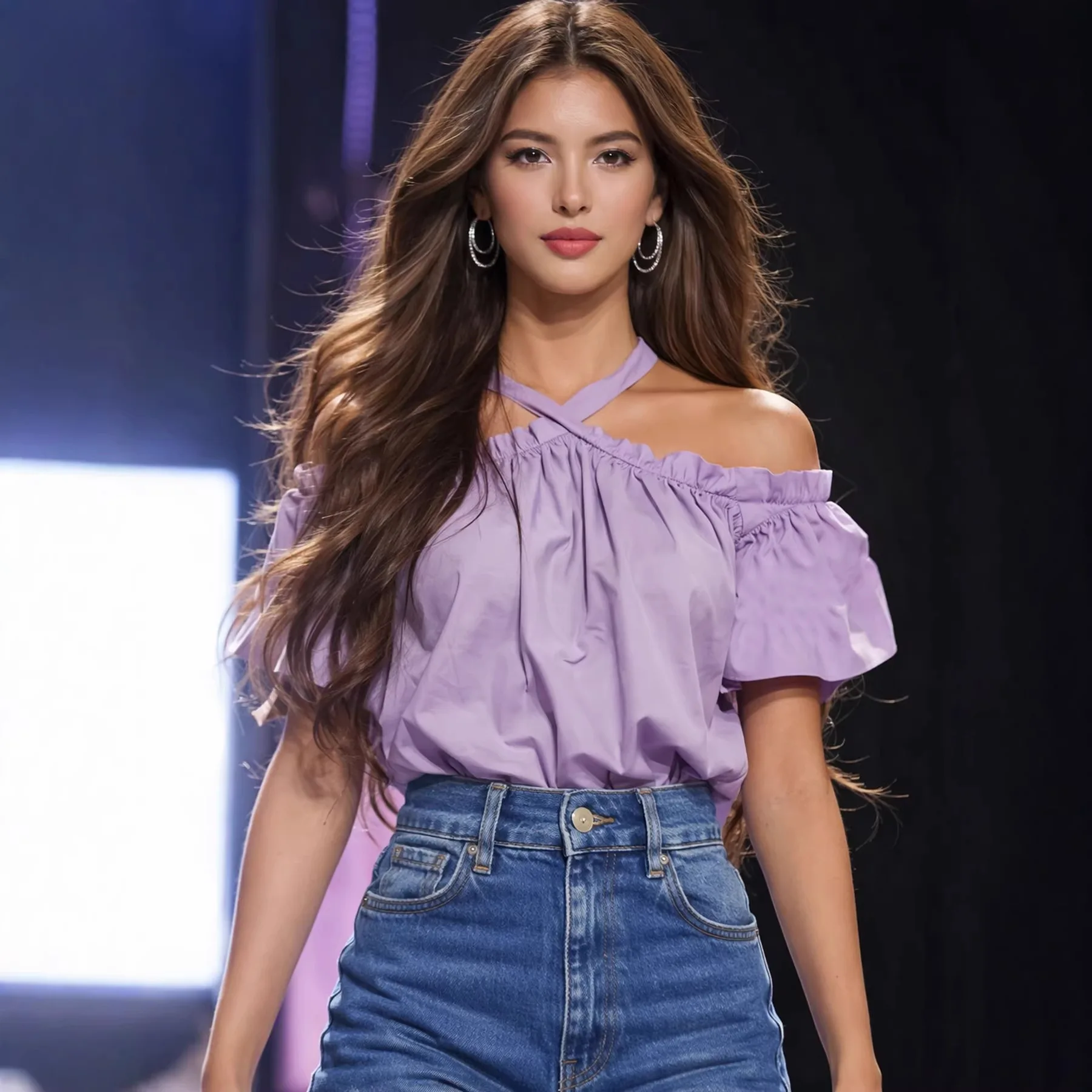 

Cross-Border Purple Off-Shoulder Hanging Neck Shirt Women's Beautiful Unique Loose Top Sweet Style Summer Fashion Women's Clo...