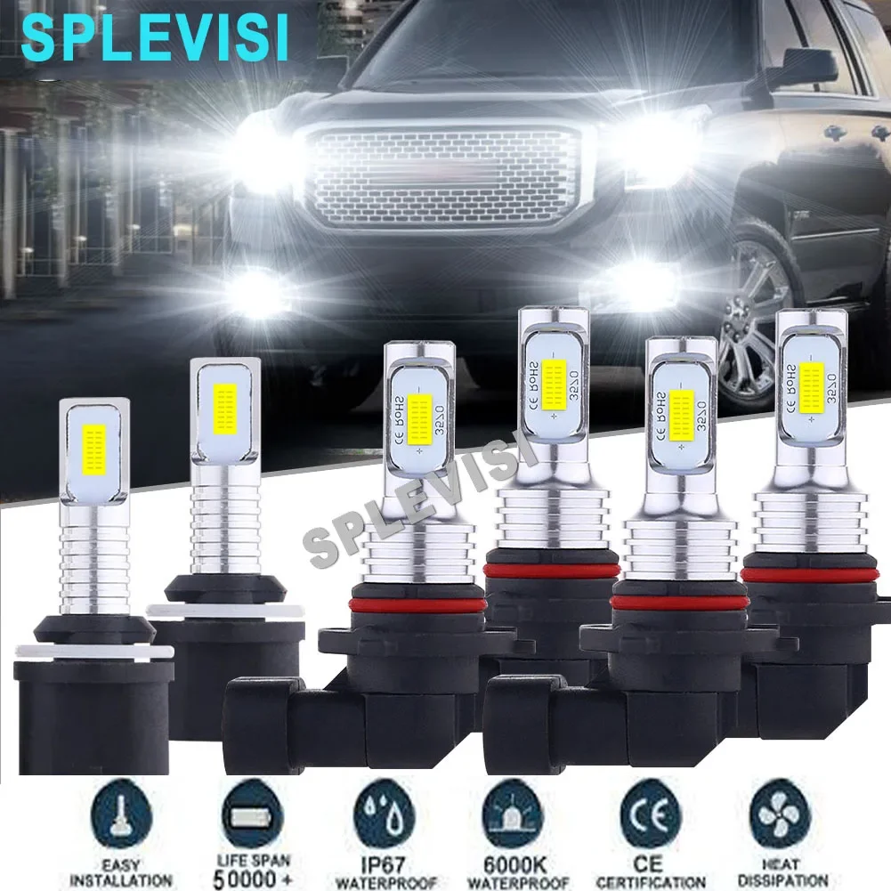 LED Headlight Fog Light Hi Low Beam Bulbs White car light For GMC Yukon Denali 2004 2005 Envoy XL 2002 2003 2004 2005 2006