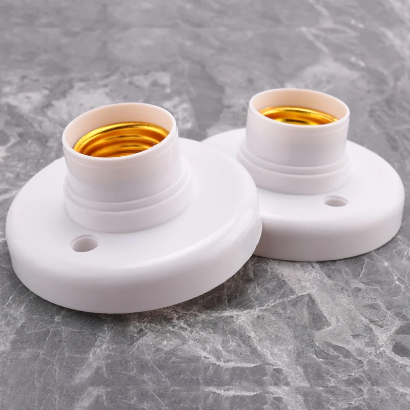LICE-10Pcs E27 Plastic Screw Lamp Holder Round Lamp Holder Bulb Socket Holder Adapter