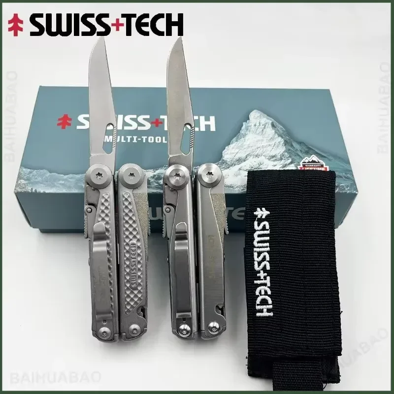 SWISS TECH 18 in 1 Folding Multitool Pliers Multi-functional Combination Tool Pliers Folding Scissors EDC Outdoor Equipment