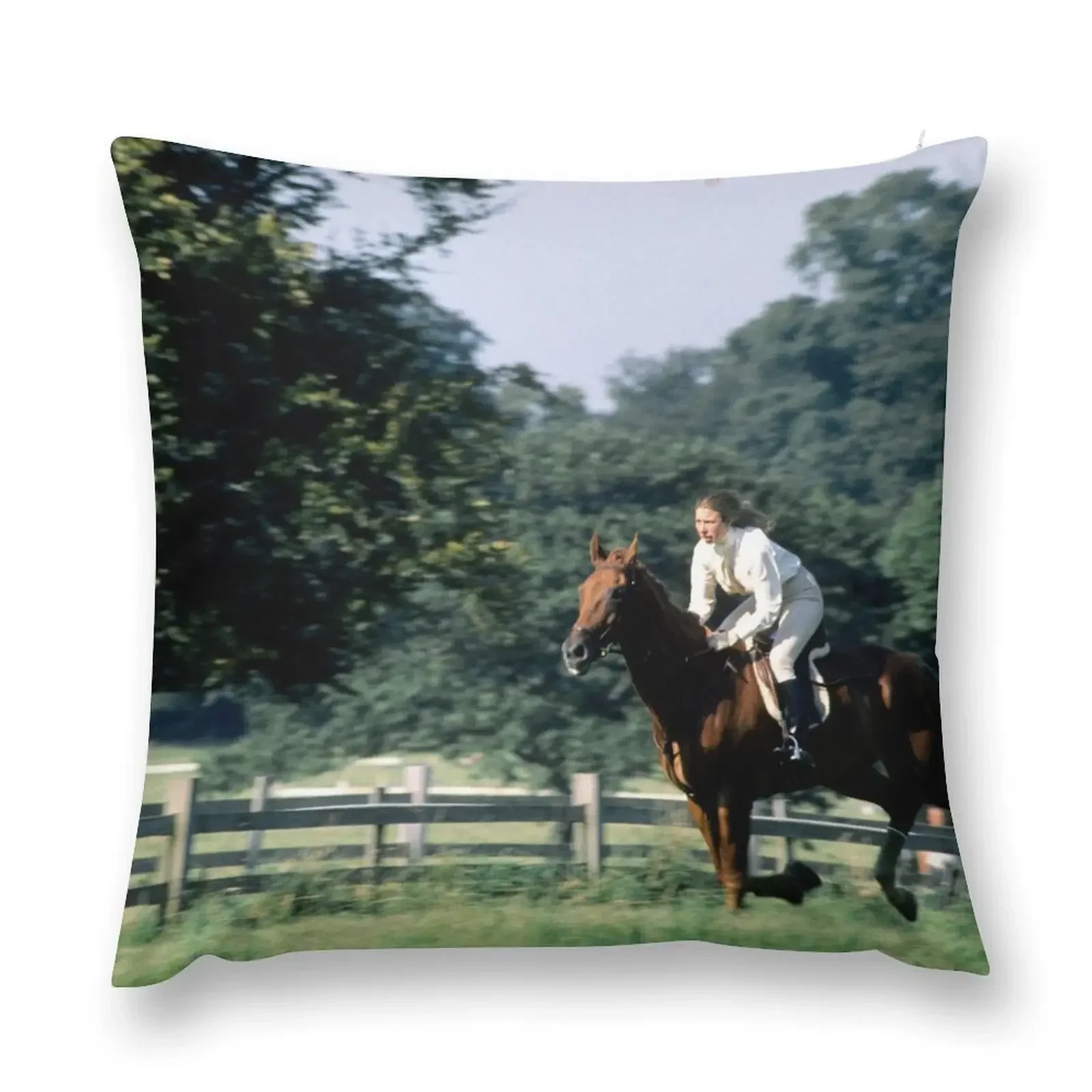 HRH Anne, Princess Royal Rides Throw Pillow pillows decor home Decorative Sofa Cushions Christmas Covers For Cushions pillow