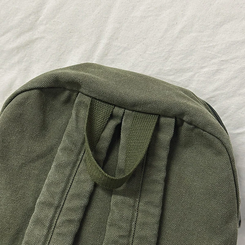 Brand High Quality Canvas Backpacks Women Solid 100% Cotton School Bags Soft Green Satchels Small Cloth Leisure Or Travel Bags