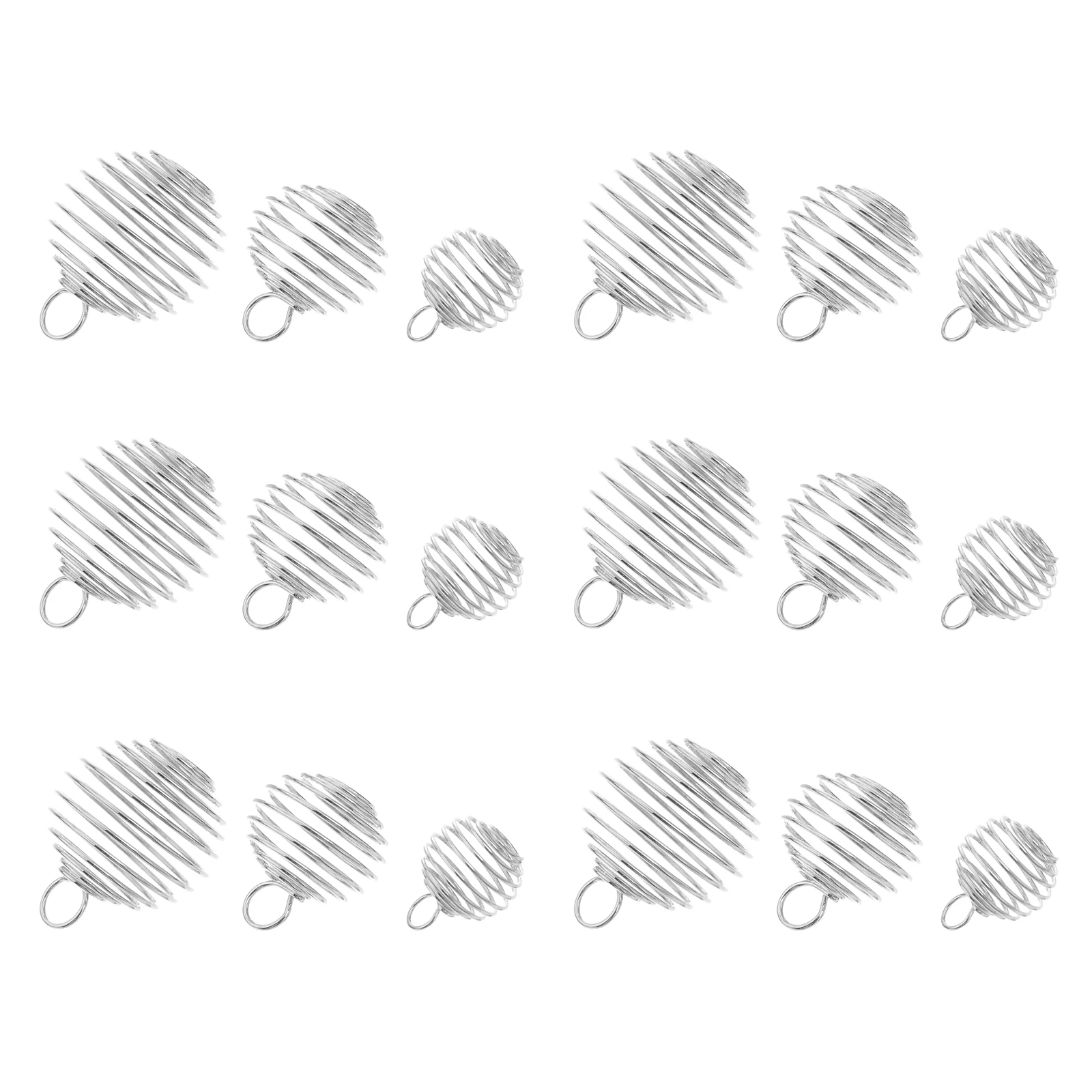 

30pcs Spiral Bead Cage Pendant 15x14mm 25x20mm 30x25mm DIY Jewelry Supplies Stretchable Silver Plated Craft Accessories