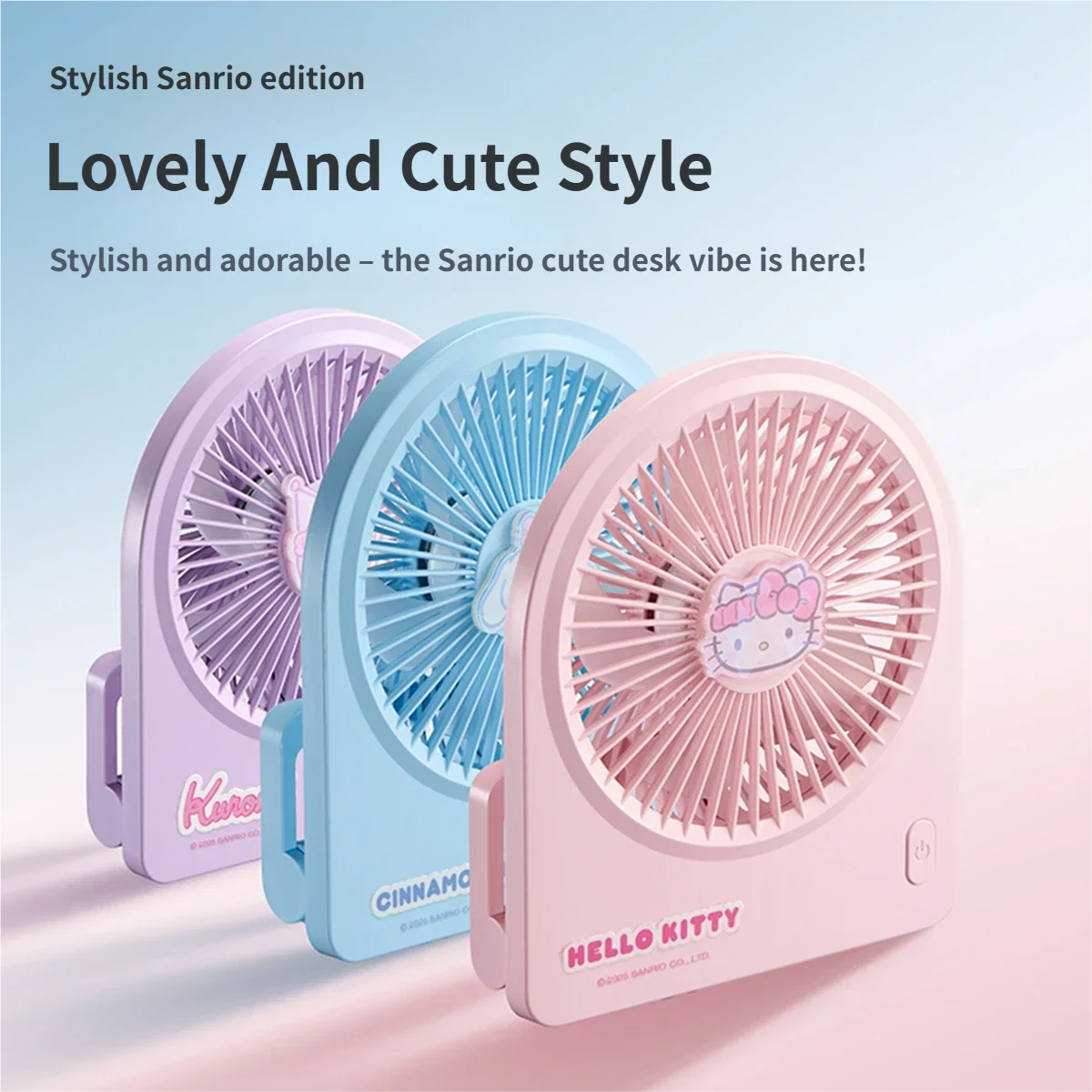 

MINISO Sanrio Hello Kitty Desk Fan 1200mAh 180° Foldable Hanging/Tabletop 2-in-1 Rechargeable Table Fan For Office Home