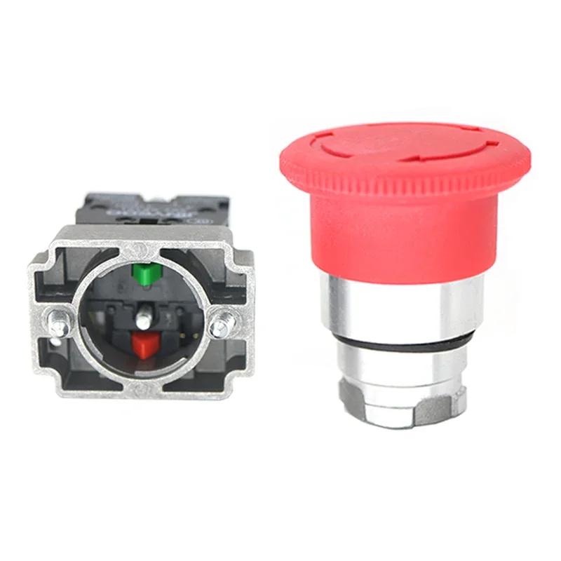 Emergency Stop Switch XB2-BS542 22mm Mushroom Head 1NC+1NO/1NC Rotary Locking Push Button 2-Position Industrial Safety Switch