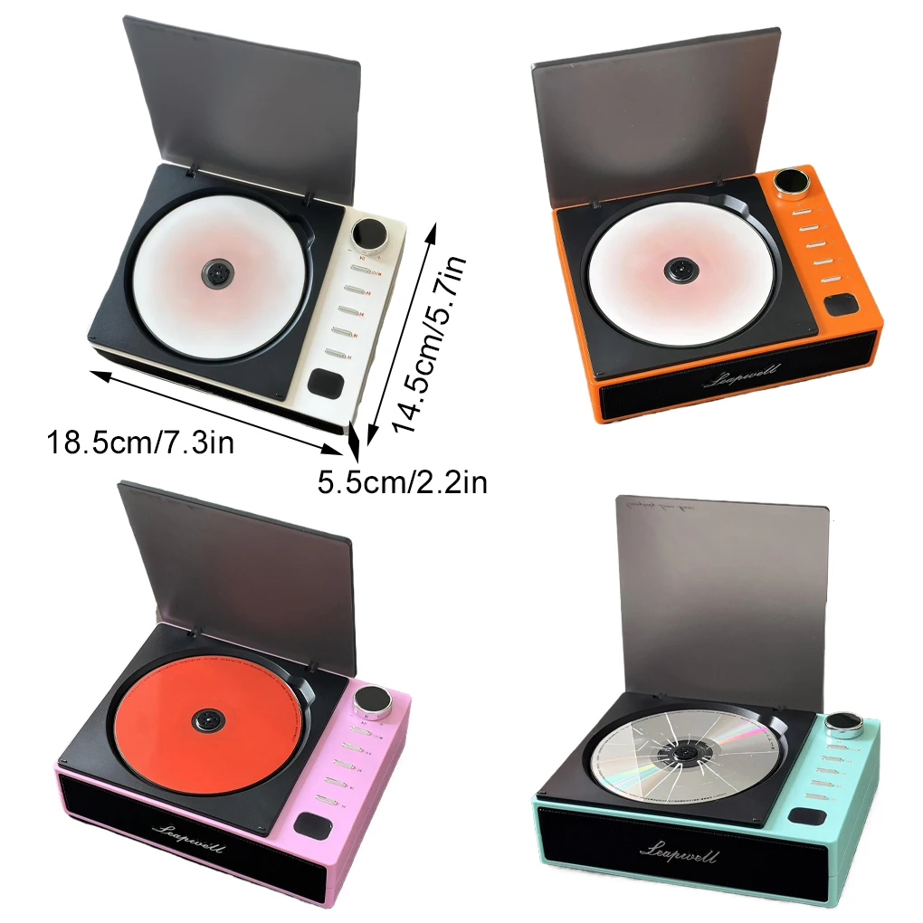 Portable CD Player Walkman Hi-Fi Speakers With Dust Cover Remote Control And USB-C Fast Charging Vintage CD Disk Album Player