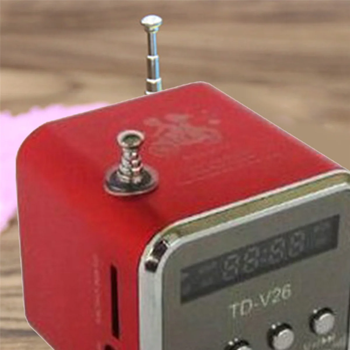 B49C 2X TD-V26 Digital Portable Mini Fm Radio Receiver LED Loudspeaker Wireless Speaker MP3 Support SD/TF Card Red