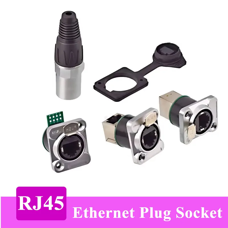 RJ45 8P Ethernet Cable Connector Industrial 90/180 Degree Network Socket rj45 D Type Panel Mount Straight Right Angled Socket