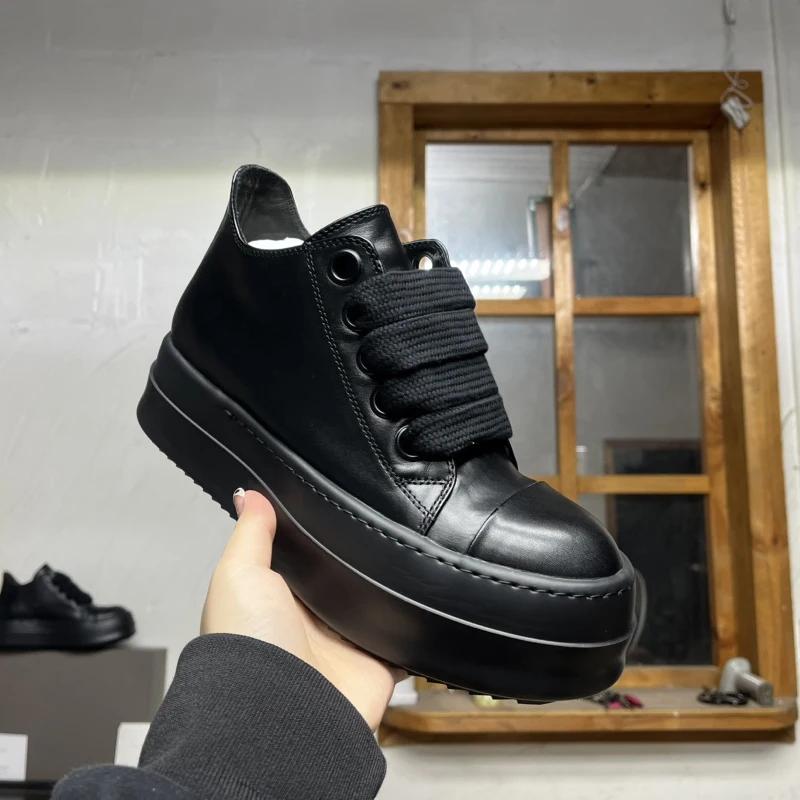 

Модная мужская повседневная обувь, мужская обувь на толстой подошве, черные однотонные джамбо-шнурки, мужские кроссовки, обувь на шнуровке