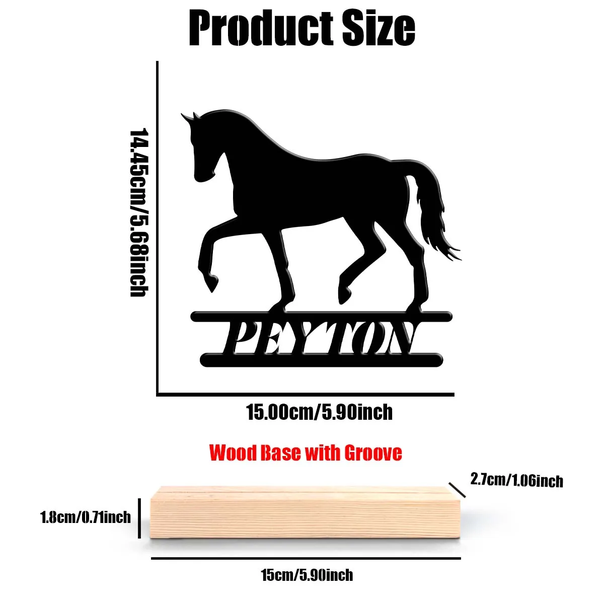 1Pc Csutom Running Horse Wooden Base Metal Art Ornament,Home Office Hotel Cafe Club Decor,Ideal Gift for Family Friends