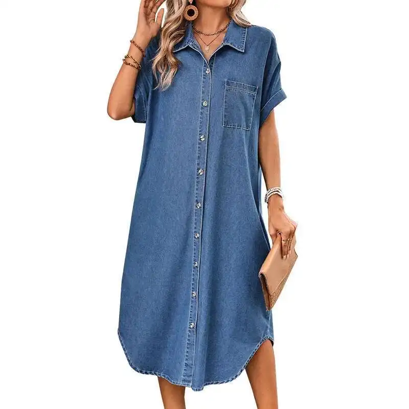 

218670 Women's Single-breasted Loose Lazy Style Elegant Slimming Long Dress Corset Modest 2025 Summer Dress Robe Vestido Women 1