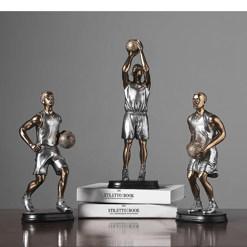 Basketball Player Statue Decoration Resin Crafts Simulation Character Sculpture Home Living Room Decorative Art Small