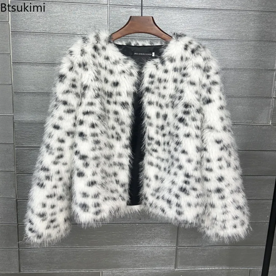 

Длинное пальто из искусственного меха, женская осенне-зимняя большая куртка, пальто, черно-белые пятнистые карманы, толстое пальто, теплые куртки, пальто макси