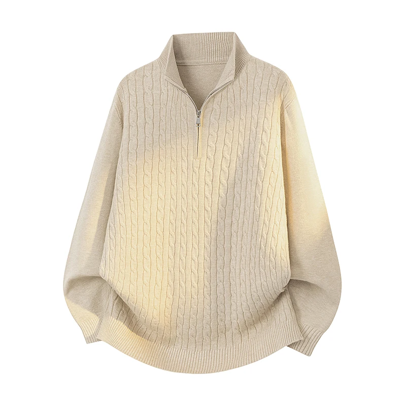 Men Sweater Half Ziper Knitted Pullover Teenager Boys Sweater Mens Bottoming Shirt Soft Warm Casual Knitwear All Match Fashion