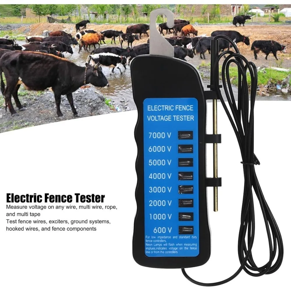 Multifunction 7000V Electric Fence Tester, For Farm Fence Tension Meter Voltage Meter For Garden, Livestock Fencing