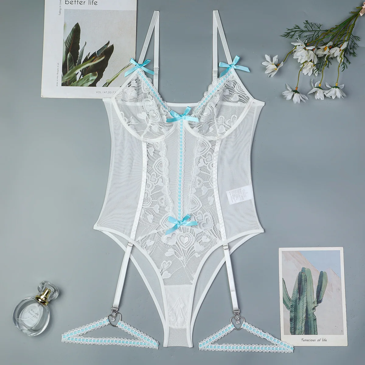 ECTOOKO New Love Laccquer Lace Bow Jumpsuit Suspender Erotic Underwear Bodysuit Sexy Lingerie Pornos Suit Kinky Latex