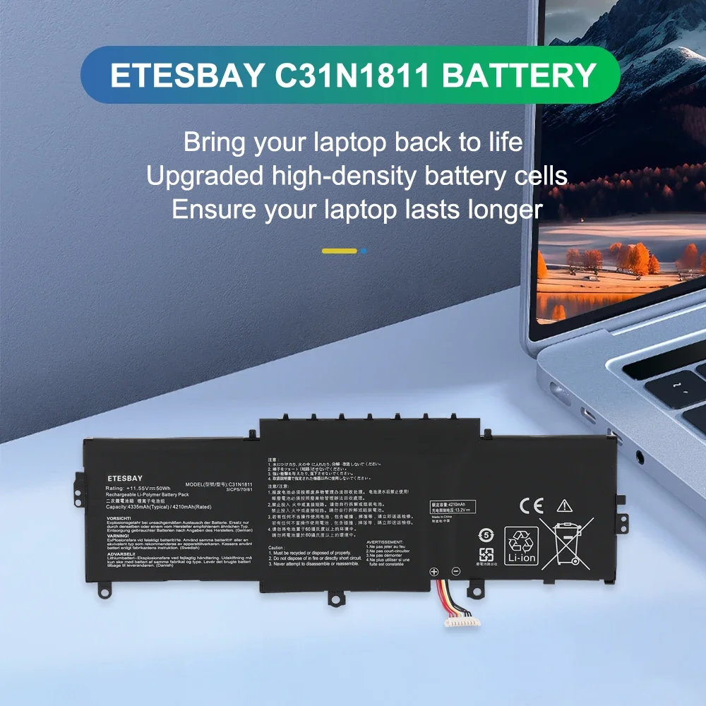 ETESBAY C31N1811 Laptop Battery For ASUS Zenbook 14 UX433FN UX433FA UX433FX BX433FN RX433FN Deluxe13 Deluxe14 4300 U4300F
