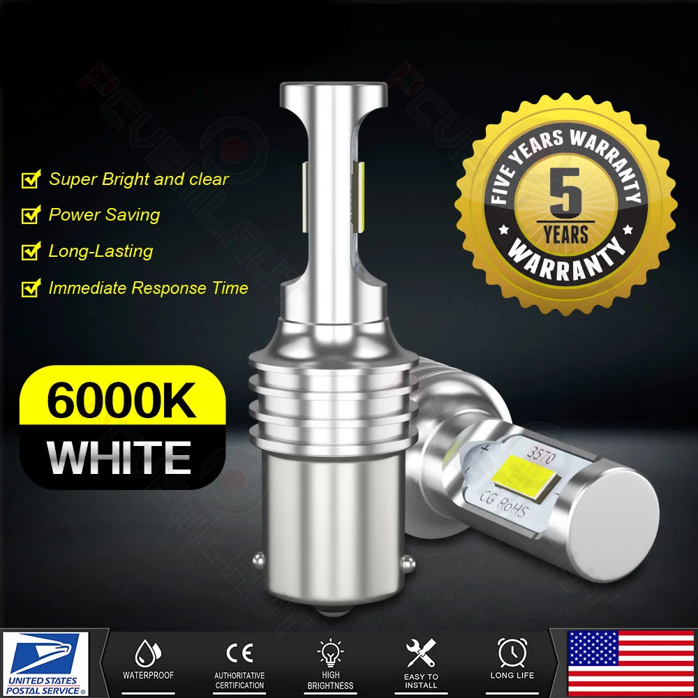 CHUSYYRAY 2PCS Car lights 1156 Super Bright LED Headlights High Low Beam Fog Light Bulb White 6000K Car accsesories