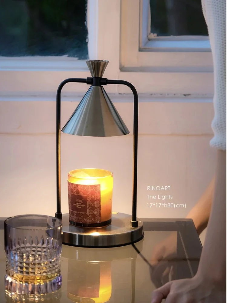 Danish medieval small silver hat wax melting lamp scented candle bedside table lamp