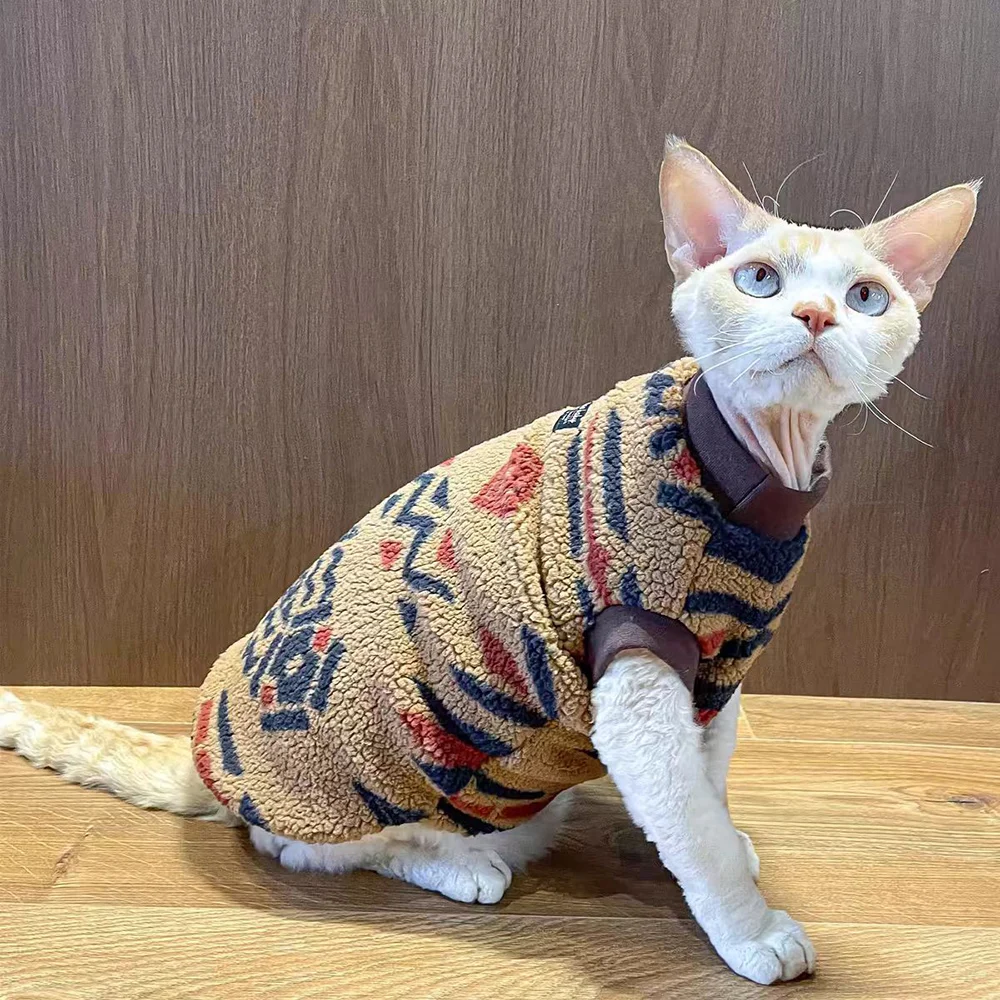 National Style Cat Puppy Sweater Autumn Winter Pet Clothes Fleece Pullover for Small Dogs Cats Kitten Sphynx Clothing Outfits