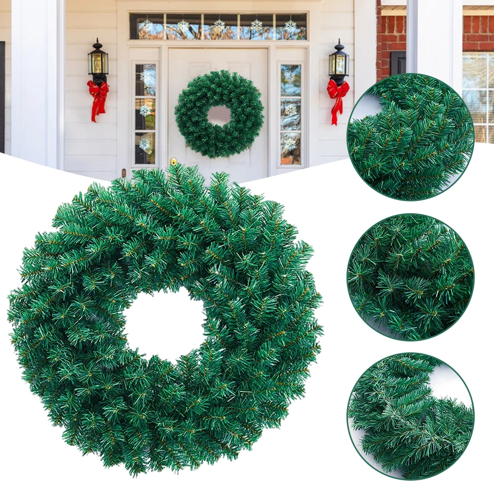 60cm Christmas Rattan Wreath Garland Rustic Christmas Tree Pendant For Home Party Artificial Pine Rattan Wreath Hanging Ornament