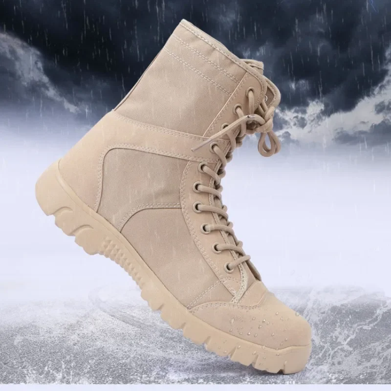 Outdoor sneakers men's boots Summer high-top tactical boots Ultralight combat boots Breathable combat training men