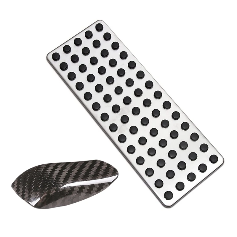 2 Pcs Car Accessories: 1 Pcs Carbon Fiber Key Shell Key Sleeve Cover & 1 Pcs Car Foot Pedal Rest Pedal Pad