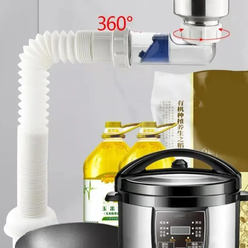 

652F Bathroom Washbasin Drain Pipe Anticlogging Sink Drain Hose Deodorant Pipelines