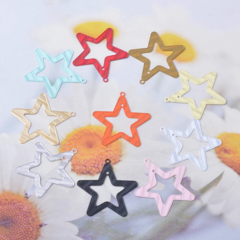 20 pièces AB1112 laiton filigrane bijoux breloques étoile connecteur pendentif bricolage femmes boucle d'oreille collier accessoires