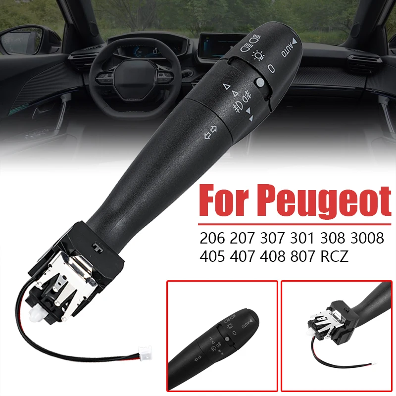 

Car Indicator Turn Signal Switch Car Steering Column Indicator Stalk Turn Signal Headlight Switch Auto For Peugeot Black