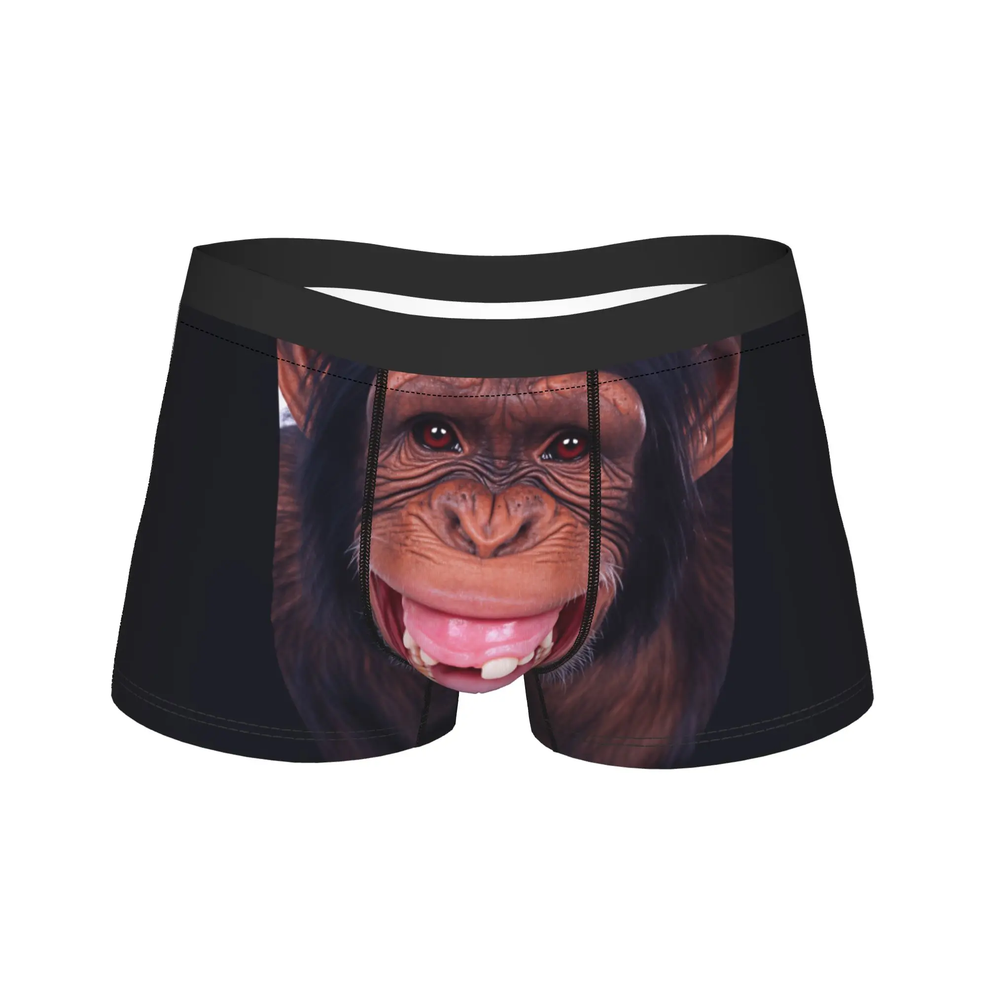Funny Chimpanzee Open Mouth Tongue Out Face Boxer Brief  Underwear High Quality Men Breathable Trunk Pattern Oversize Panties