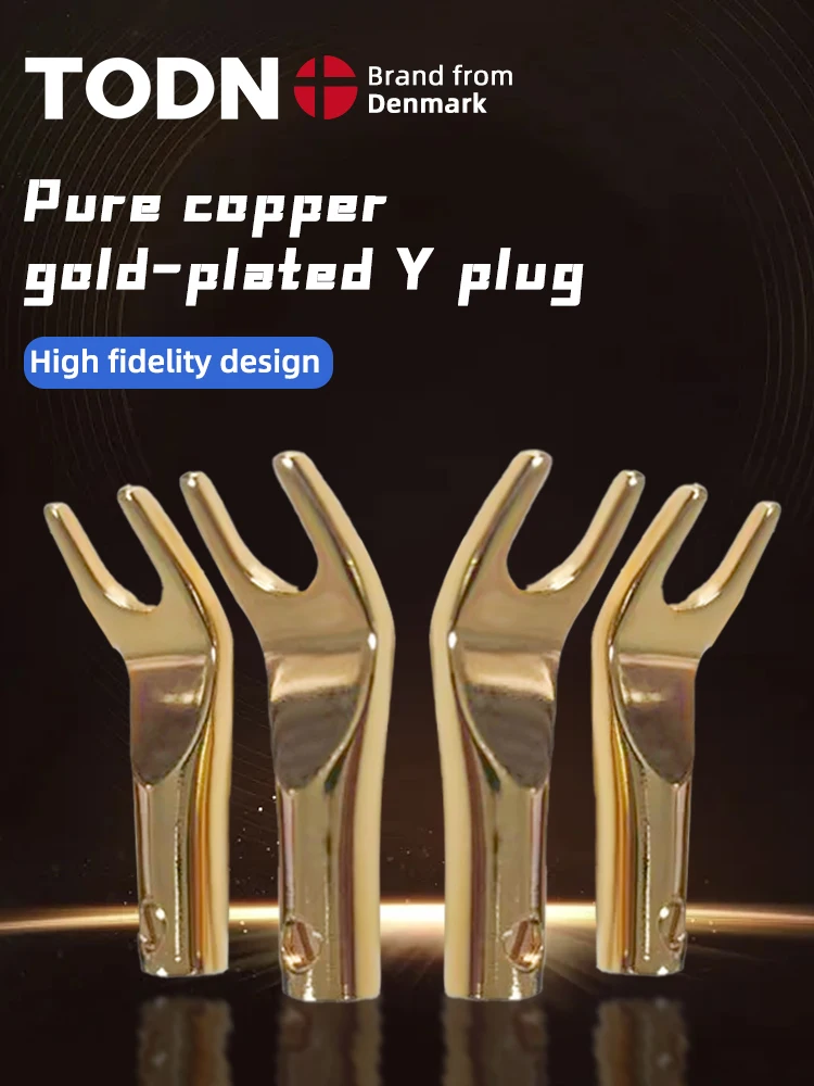 Pure copper plated 24 K gold Y-shaped plug suitable for speaker audio cable hifi diy