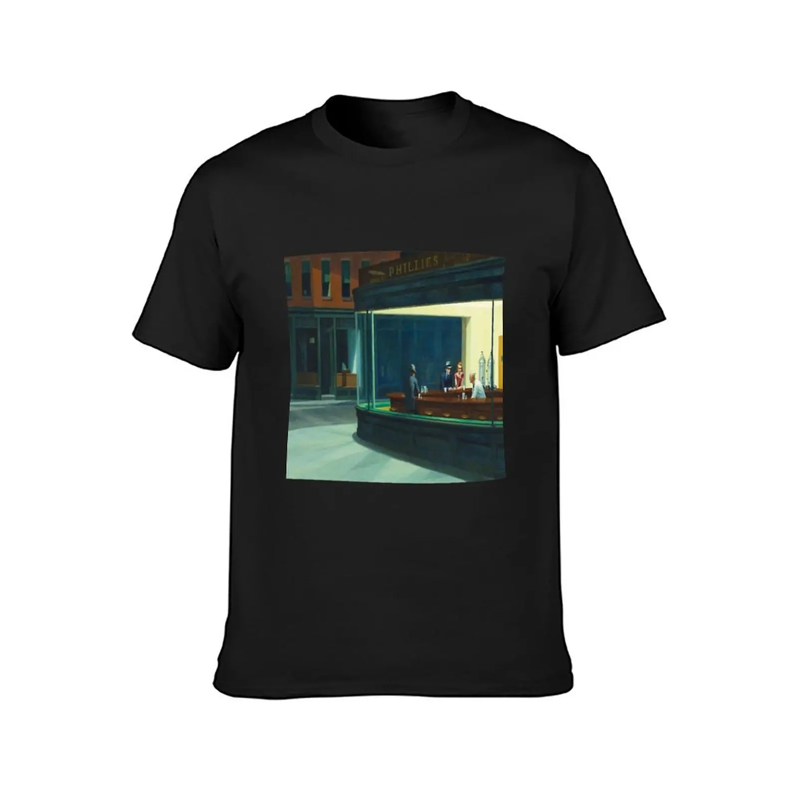 Edward Hopper - NightHawks, Art reproduction T-Shirt oversized heavyweights Men's t-shirt