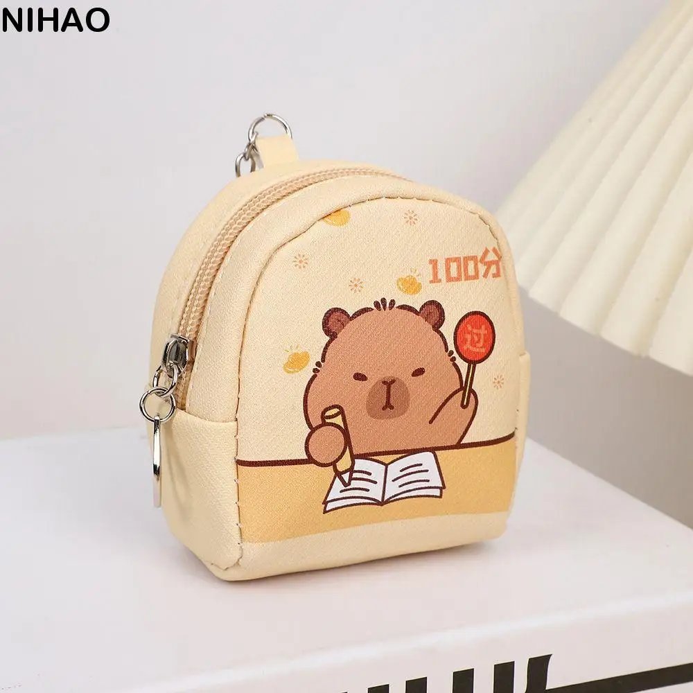 

Fashion Small Capybara Coin Purse Pu Japanese Cartoon Leather Wallet Zipper Waterproof Earphone Storage Bag Travel