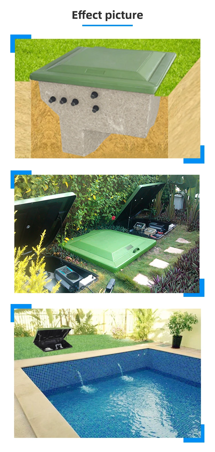 فلتر رمل كوارتز من الألياف الزجاجية بسعر المصنع من العلامة التجارية Pikes مع غرفة آلة لأدوات وإكسسوارات حمام السباحة في الحديقة