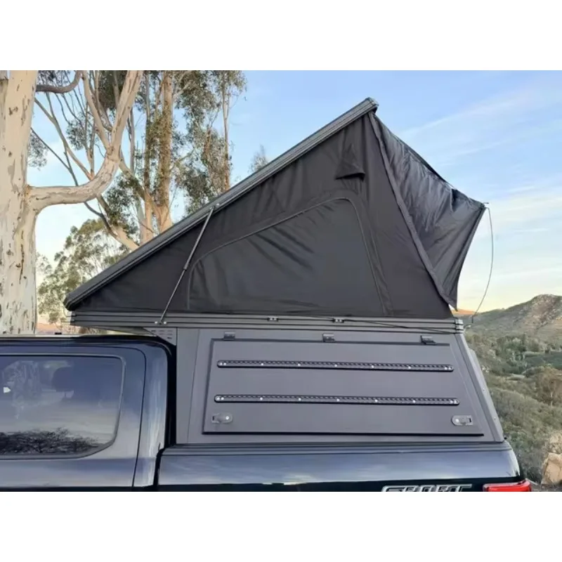 Aluminum Hardshell Roof Top Tent With LED Light Side Open And Foldable Oxford Fabric Durable Rooftop Tent Cover