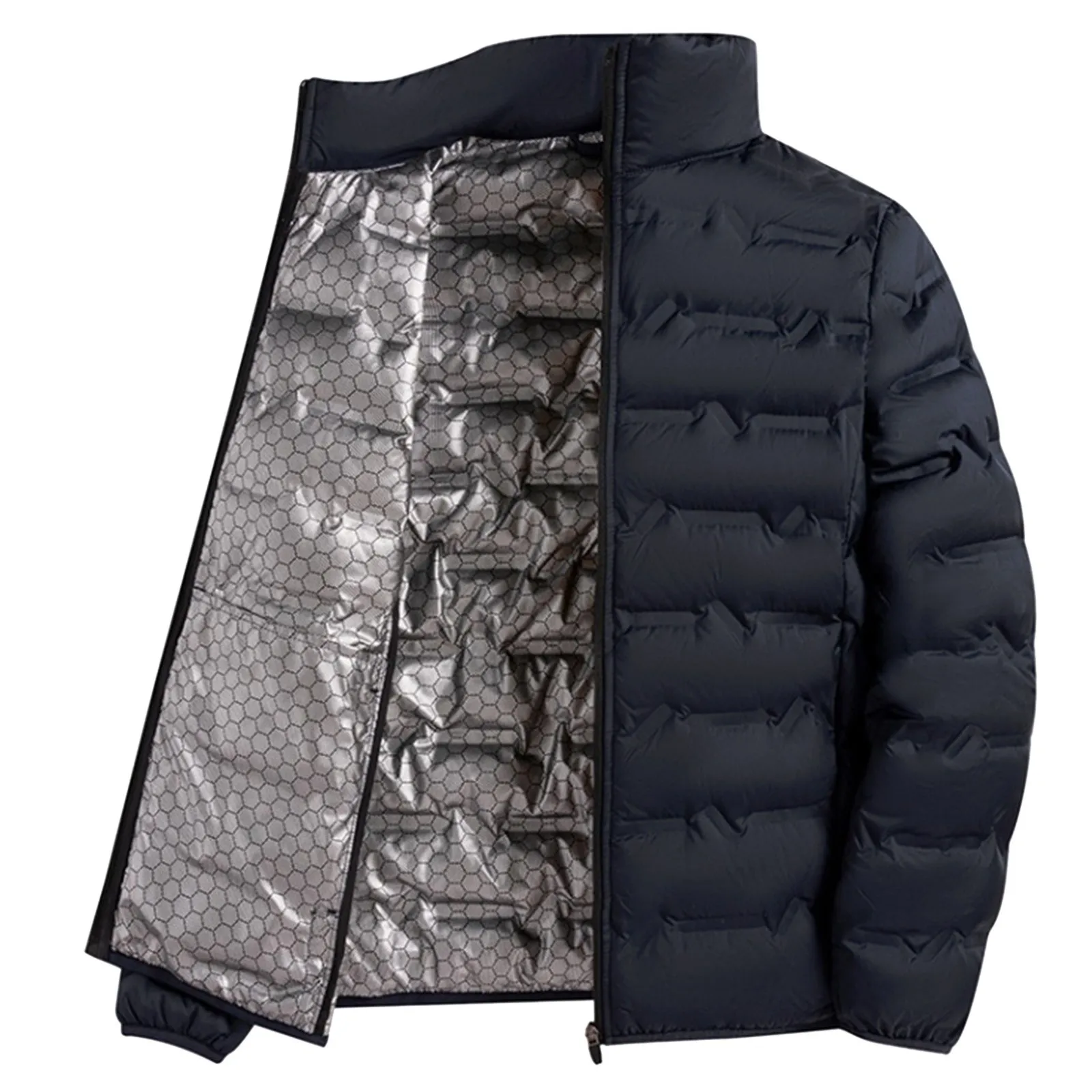 Graphene Self-heating Down Jacket Men Solid Windproof Pleated Down Jackets Stand Collar Classical Warm Winter Jackets Male