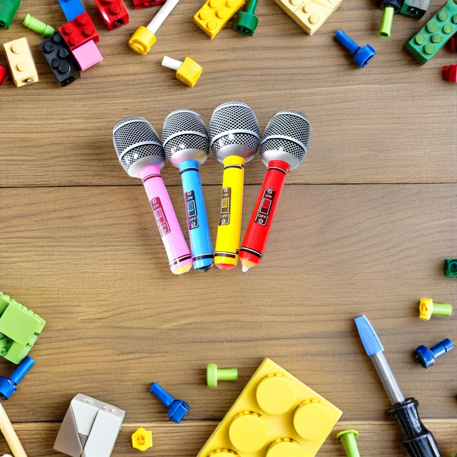 Jouets de Microphone gonflables, 12 pièces, faux accessoire de fête pour instruments d'approvisionnement