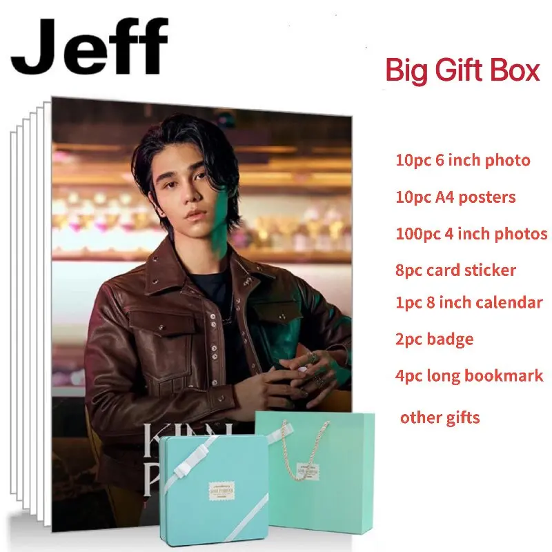 

Thai Star Jeff HD Poster+Calendar+Bookmark+Card Sticker+Badge+Card Stationary Set, TV KinnPorsche The Series Photo Tin Box Gift