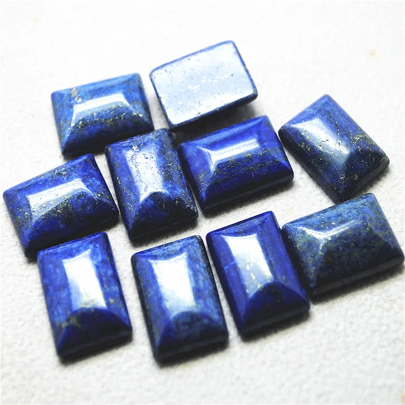 10PCS 13X18MM Natural Lapis Lazuli Stone Cabochons Rectangle Shape No Hole For DIY Jewelry Making Top Fashion Findings Free Ship