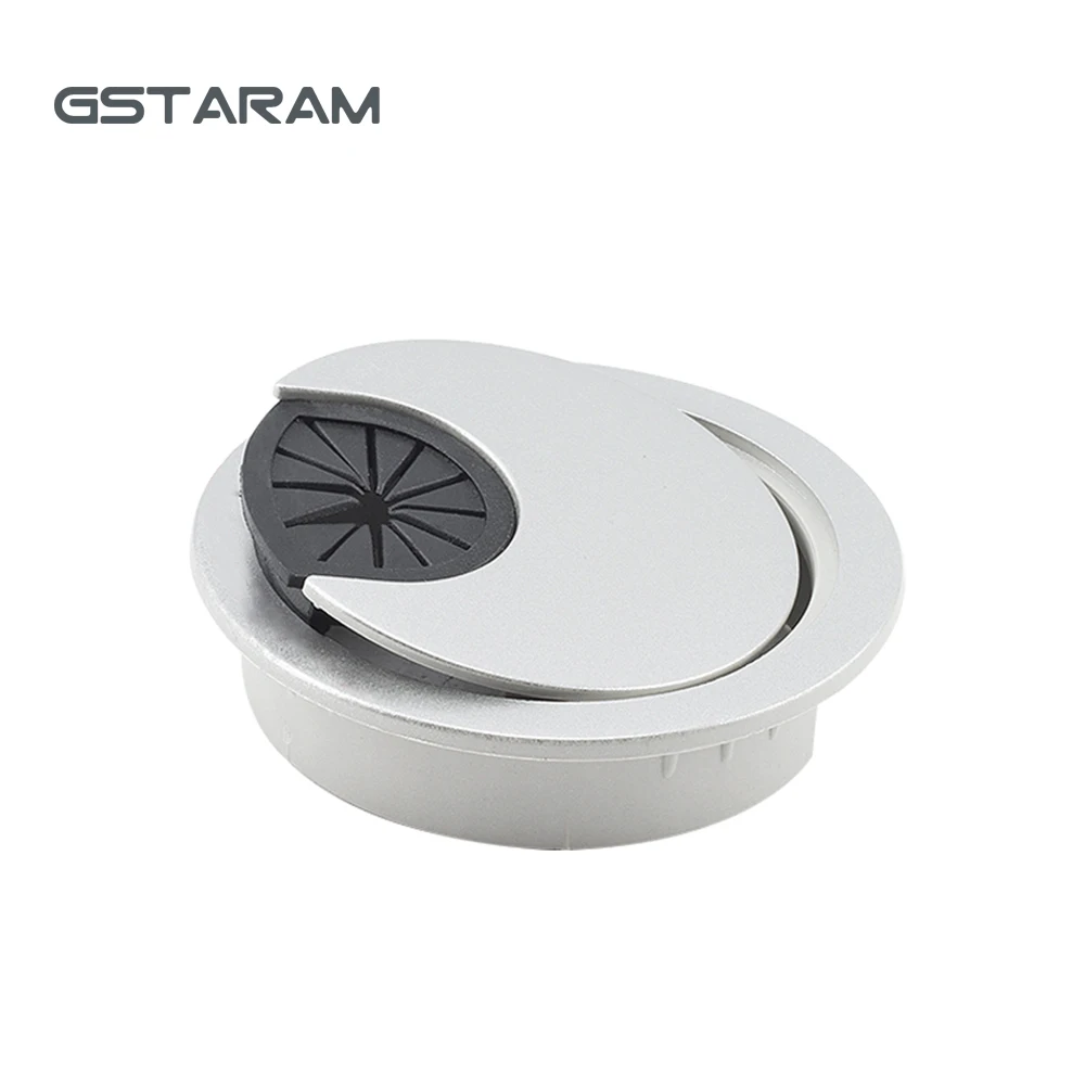 Custom Desk Office Grommet Cable Tray Cover Aluminum Alloy Brush Cable Box Wire Cable Hole Cover Grommet Flexible Desk Grommet