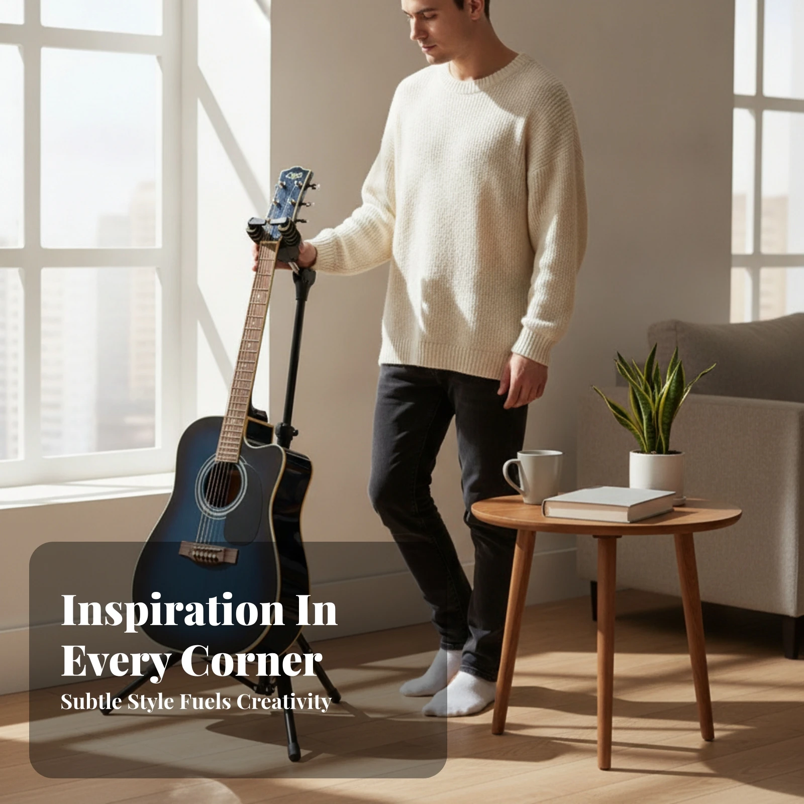 Folding Guitar Stand Foldable Tripod Guitar Stand Music Gear Padded Foam-Covered image 6