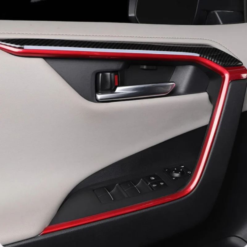 مقبض باب السيارة الداخلي مسند الذراع يغطي لتويوتا Rav4 2019 -2023 الديكور الداخلي درابزين عصا الكسوة 4 قطعة #5