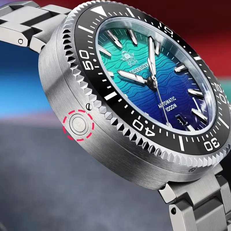 ADDIESDIVE Men's 1000M Diving Automatic Mechanical Watch Stainless Steel Gradient Colorful Reloj Hombre NEW AD2526 Wristwatch