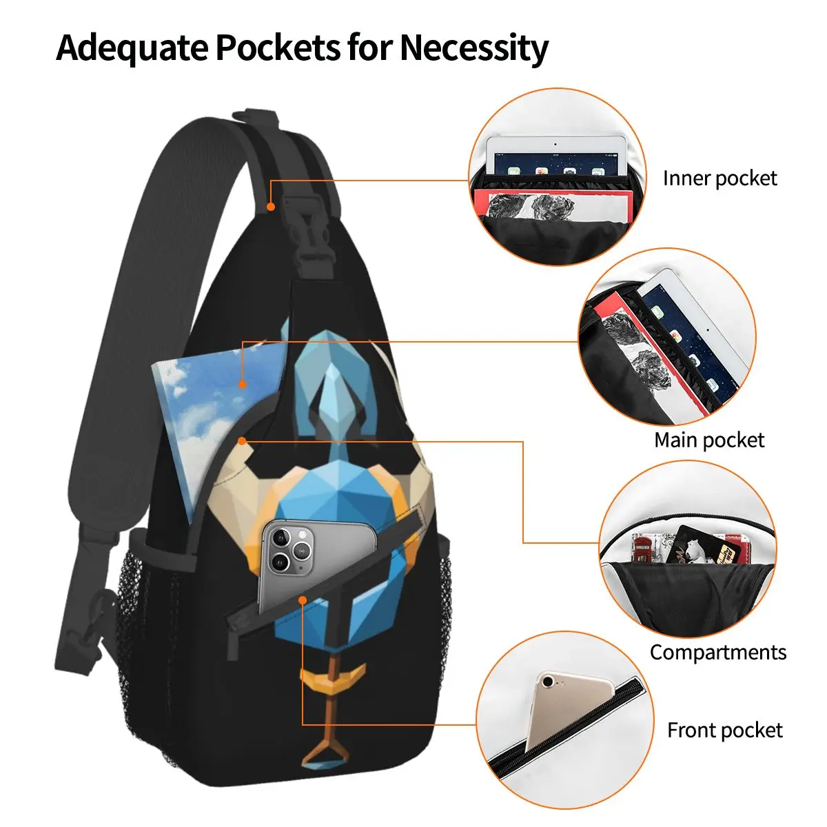 Low Poly Shovel Knight Crossbody Sling Bags Small Chest Bag Game Yacht Club Shoulder Backpack Daypack Hiking Outdoor Sports Bag