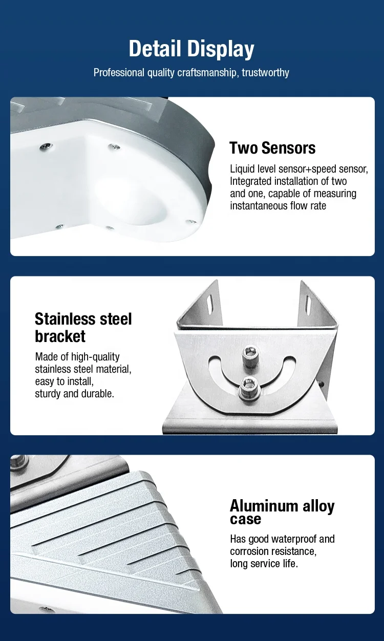RS485 Modbus RTU الأنابيب تحت الأرض قناة مفتوحة رادار النهر مستوى المياه سرعة المياه مقياس تدفق المياه