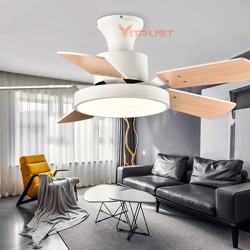 LED Ceiling Fan With Lamp 32inch 36in 56in Wood Low Floor Remote Control Ceiling Fan Ventilator Living Room Dining Bedroom