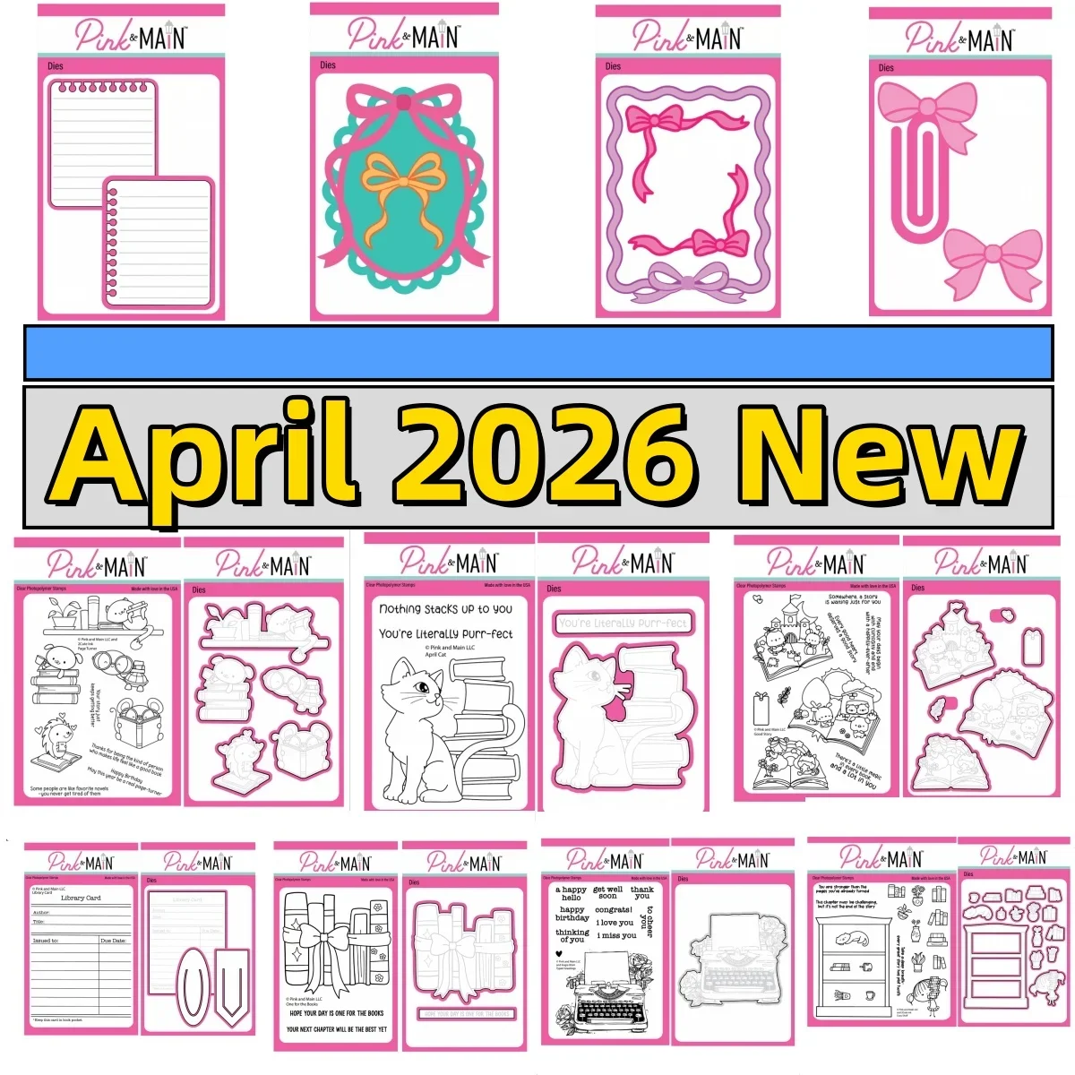 Abril 2026 Story Book Shelf Bow Printer Sellos transparentes y troqueles de corte de metal para decoración DIY, álbumes de recortes, tarjetas de papel y repujado artesanal