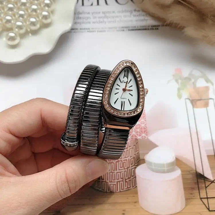 Luxury Brand Women Watch Snake Quartz Ladies Gold Watch Diamond Wristwatch Female Fashion Bracelet Watches Clock reloj mujer