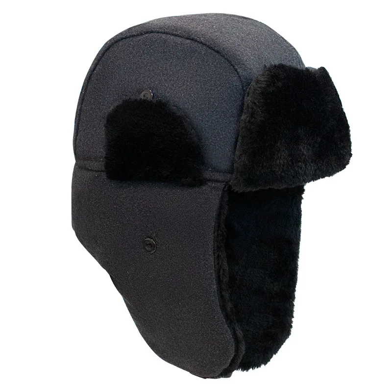 Minimalist Fashion Wind And Snow Hat Men's Lei Feng Hat Winter Velvet Thickened Ear Protection Cycling Wind Protection Trendy